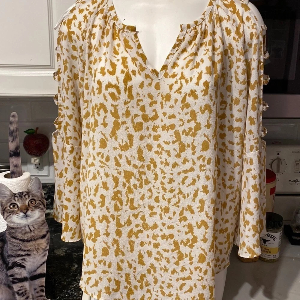 - L womens Jennifer Lopez 3/4 sleeve pullover plus size blouse 2x EUC